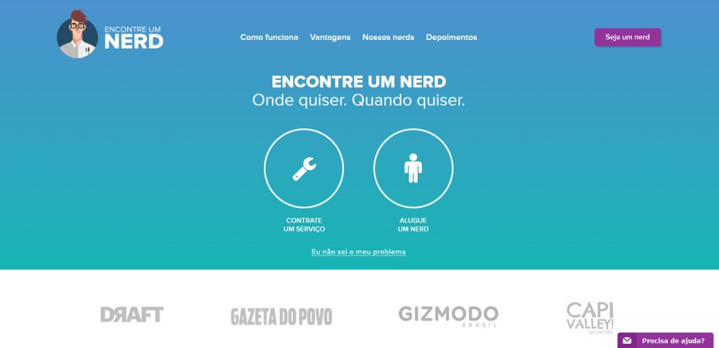 Pelo site do Encontre um Nerd, o cliente escolhe o tipo de serviço que precisa, agenda a visita do técnico e já fica sabendo quanto vai gastar