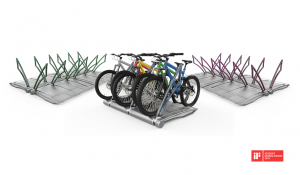 O bicicletário utiliza o espaço de apenas uma vaga de estacionamento e suporta 5 bicicletas ao mesmo tempo. Foto: Divulgação.