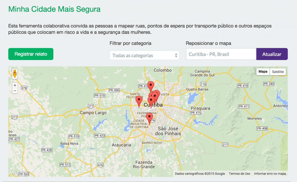 Mapa colaborativo pode ser acessado tanto pelo aplicativo quanto pelo site clique180.org.br (Foto: Reprodução)